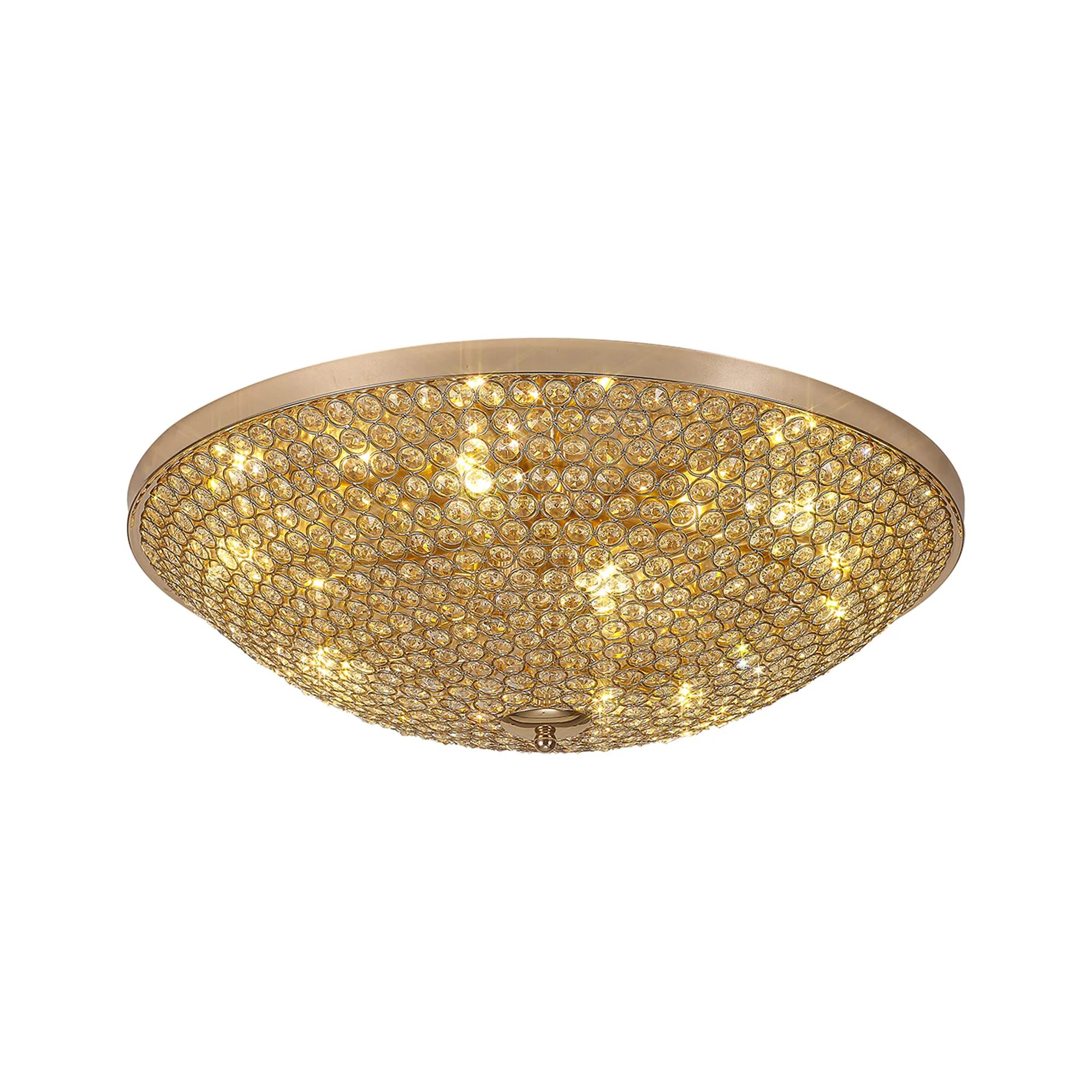 Ava French Gold Crystal Ceiling Lights Diyas Flush Crystal Fittings